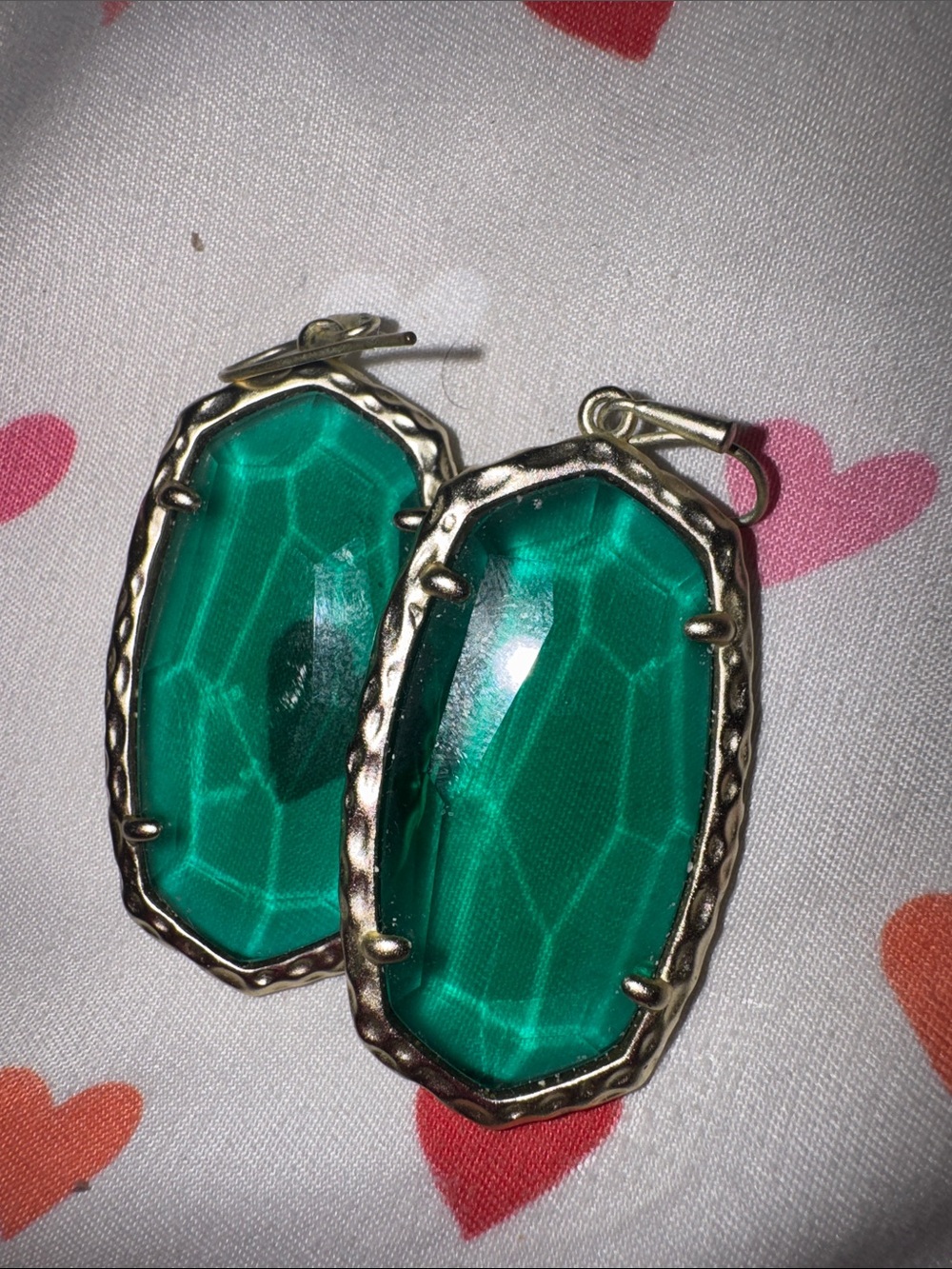 Kendra Scott Gold-Frame Emerald Green Faceted Drop Earrings